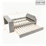 Children's Bed 140x200 with Desk & Guest Bed in Grey Velvet