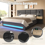 European Upholstered Bed 180x200cm Storage LED USB-C Velvet