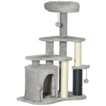 Cat Tree 87 cm, Cave Bed Scratching Post, Light Grey