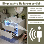 Wall-Mounted Bathroom Vanity Unit with Integrated Sink and LED Radar Sensor Lighting, White