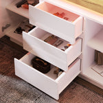 Chest of Drawers, High-Gloss Sideboard with 2 Doors & 3 Drawers, LED Lighting, White