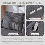 Modular Corduroy 2-Seater Sofa with Cup Holder and Storage Pocket, Dark Grey