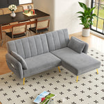 Modern L-Shaped Fold-Out Sleeper Sofa with 3-Position Adjustable Backrest, Velvet