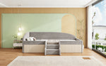 Upholstered Children's Bed 90x190cm with Steps, Grey Velvet