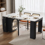 Kitchen Island, Extendable Mobile Serving Cart with Wheels, Black