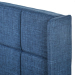 Modern design upholstered bed, single with slatted frame 90x200cm, blue linen