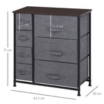 Drawer Cabinet, 7 Foldable Fabric Drawers Metal Frame, Gray