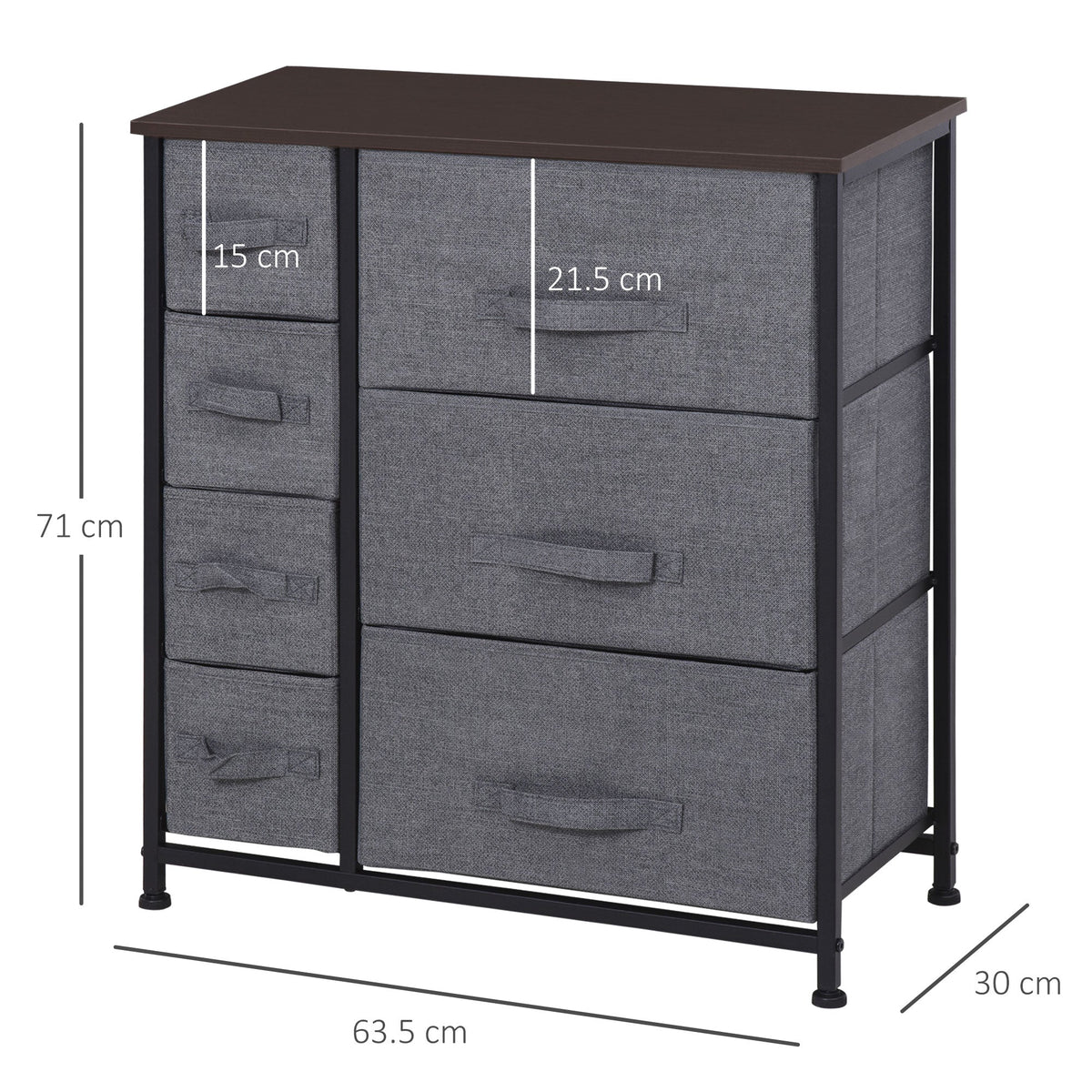 Drawer Cabinet, 7 Foldable Fabric Drawers Metal Frame, Gray