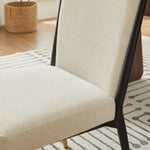 Set of 2 Dining Chairs Scandinavian Style Black/Gold Legs - Cream Fabric