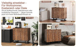 Sideboard/Chest of Drawers, 80×40×78cm, 2 Doors & 2 Drawers, Leaf Relief, Dark Walnut Look