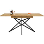 Extendable Dining Table Set with 4 Chairs, Dark Grey Velvet and Walnut Look