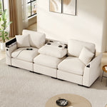 Three-seater Sofa Modern Folding Table USB Port Drink Holder Storage - Chenille