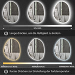 Asymmetrical Bathroom Mirror, LED Light, Smart Touch, Anti-Fog, Silver