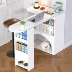 Extendable Table, Rotating High with Pet Area, White Marble Effect