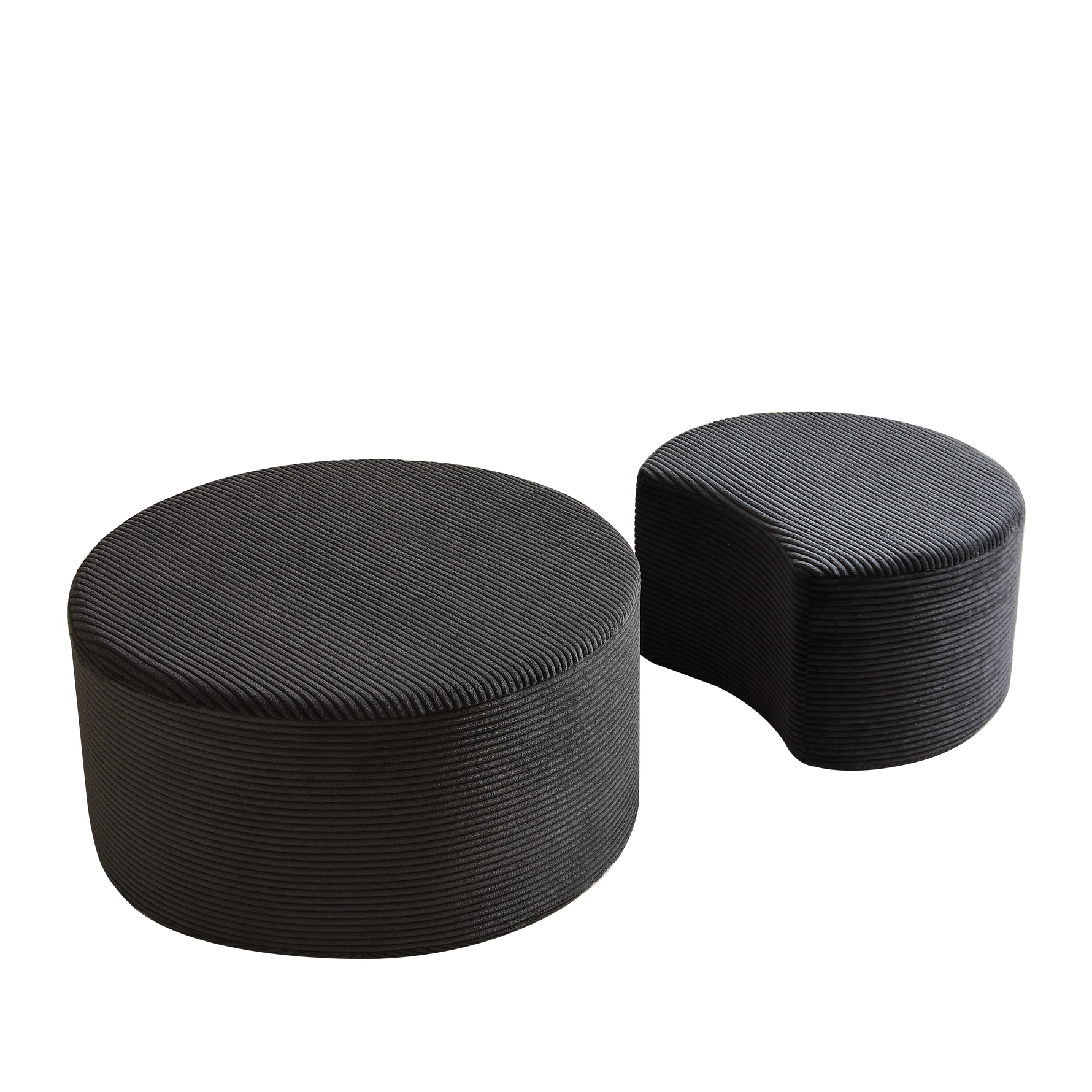 Coffee Table Set, 2-Piece Upholstered Round Foam