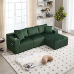 Modular Sofa Set Chaise Longue 2-Seater Side Pockets Drink Holders DIY - Corduroy