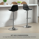 Bar Stool Set of 2, Padded, Height-Adjustable, Rotatable, Faux Leather Black