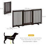Dog Gate, Freestanding Adjustable Foldable, Dark Brown Wood