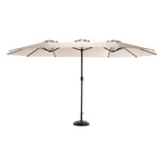 14.8 Ft Double Sided Outdoor Umbrella Rectangular Large with Crank, Khaki