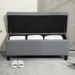 Upholstered Bench Storage Chest Hallway Bedroom 100x40x44 cm, Light Grey Polyester/Rubberwood