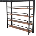 Loft Bed 140*200, Safety Stairs, Storage, Wardrobe, Shelves, Black