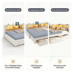 3-in-1 Sofa Bed 90x200 Extendable Daybed with LED & Drawers