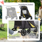 Dog Stroller, Foldable with Cushion, Mesh Window, Oxford Fabric, Dark Grey