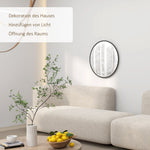 Wall Mirror, Round Bathroom 60x60cm, Black Aluminum