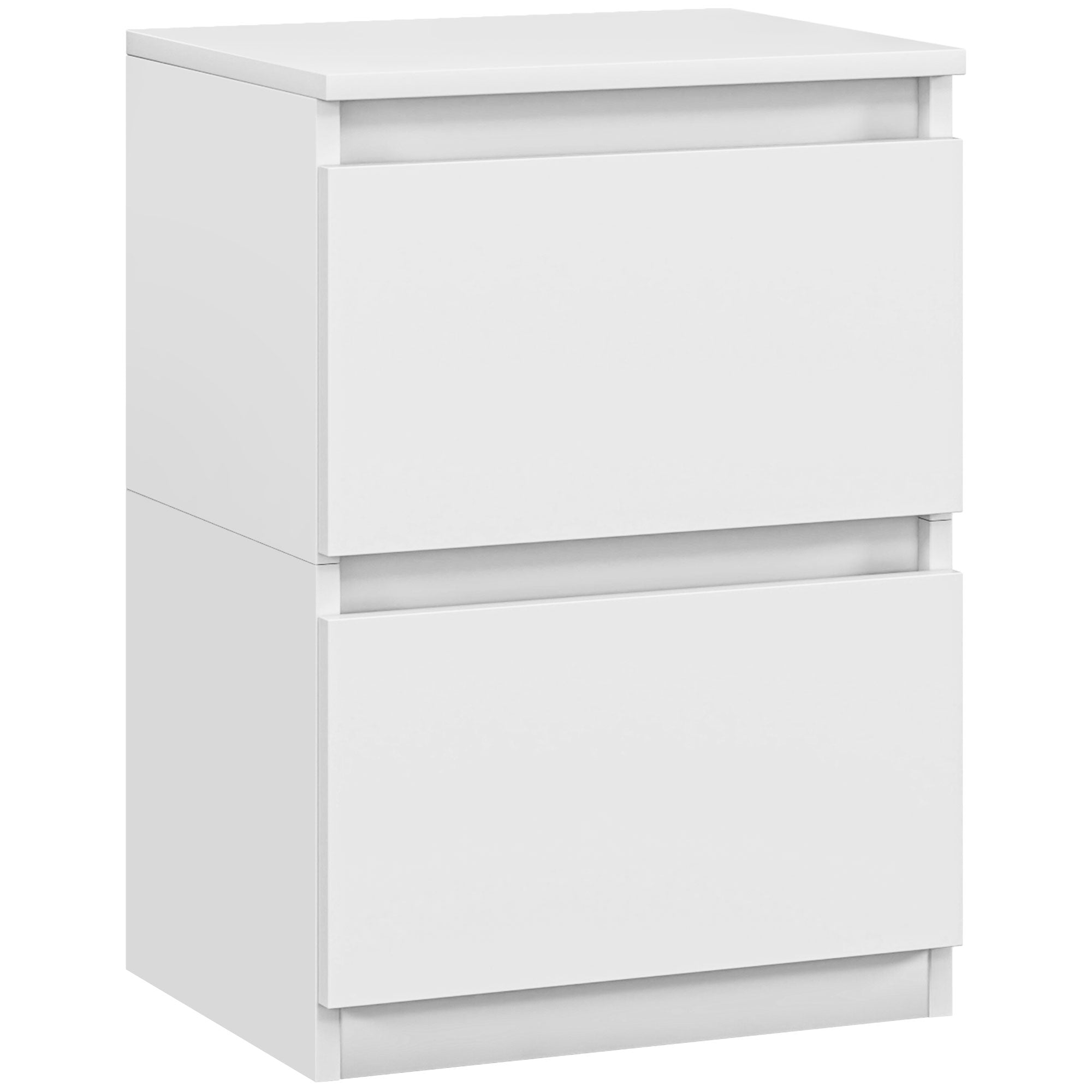 Bedside Table, 2 Drawers Storage Nightstand, White