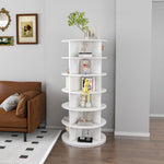 Shoe Rack Tower 6-Tier 360° Rotating for 24 Pairs - White