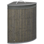 Laundry Basket 55L with Lid and Removable Bag, Grey Bamboo