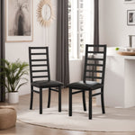 Metal Dining Chairs, High Back Armless, Steel Legs, PU Leather, Black