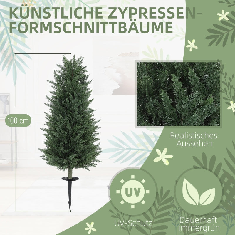 Artificial Cypress, Set of 2, 100 cm, Plastic