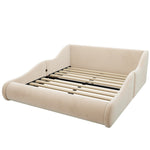 Upholstered Kids Bed 140x200 with Mattress & Rails in Beige Velvet