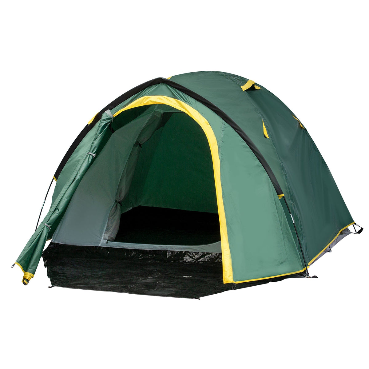 Dome Tent 2-3 Persons Fiberglass Polyester Green+Yellow
