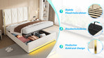Hydraulic Storage Bed with LED & USB, 160x200 cm, Velour