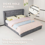 Modern Upholstered Bed with Gas Lift Storage, 160x200 cm - Grey