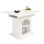 Dining Table, Telescopic Extendable with Storage Levels, White