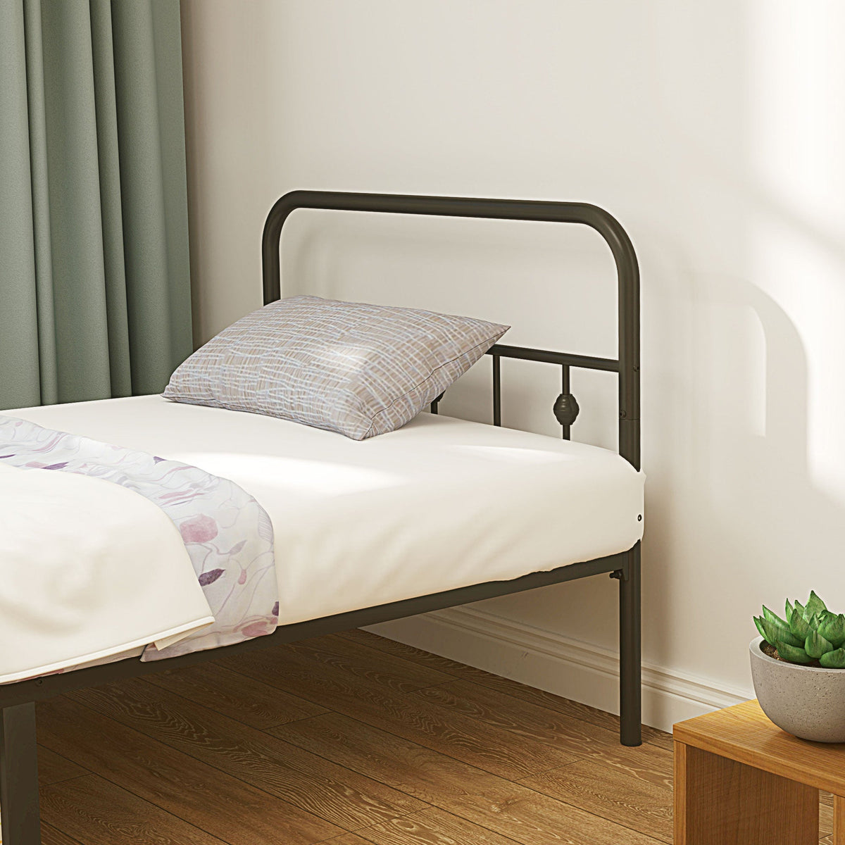 Bed Frame, Foldable, 82.5 cm High, Metal, Black