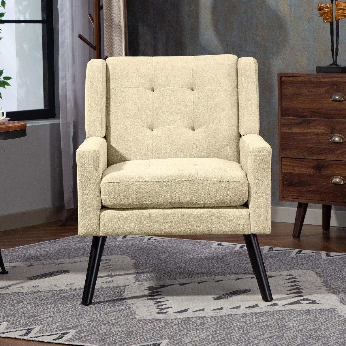 2-Piece Accent Armchair Set - Single & Double, Upholstered, Solid Wood Legs