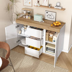 Chest of Drawers 3 Drawers 2 Doors Lockable Storage - White/Oak Chipboard