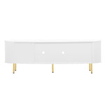 TV Cabinet Lowboard Glass Doors Storage Gold Handles/Legs