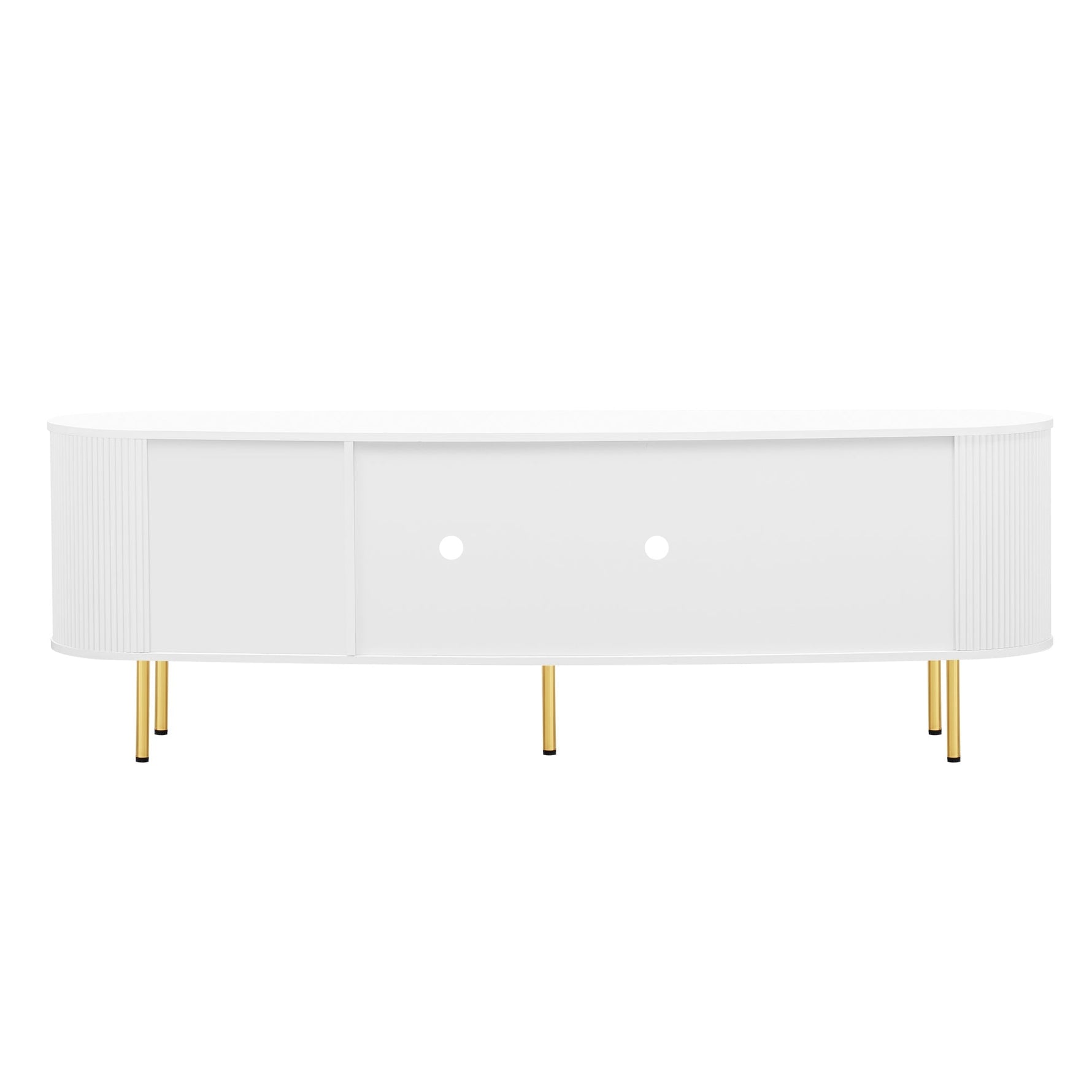 TV Cabinet Lowboard Glass Doors Storage Gold Handles/Legs