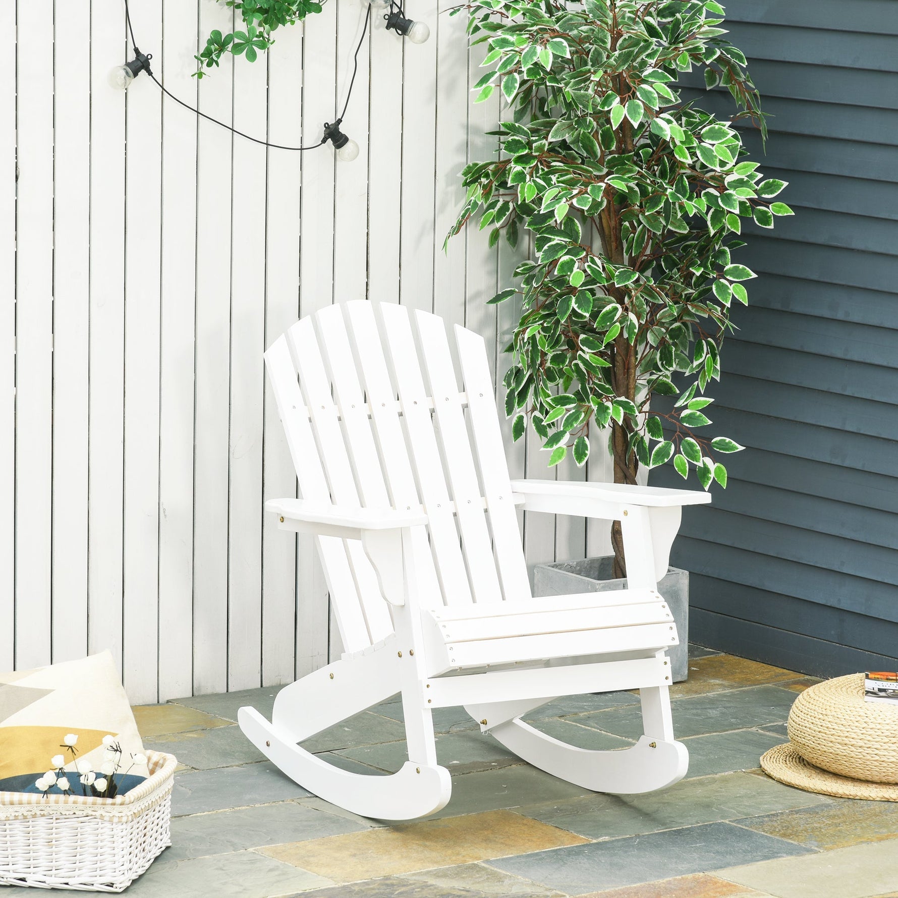 Adirondack Rocking Chair, Weatherproof for Garden/Balcony, White