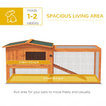 Small Animal Hutch, Indoor Outdoor with Tray & Ramp, Fir Wood, Orange