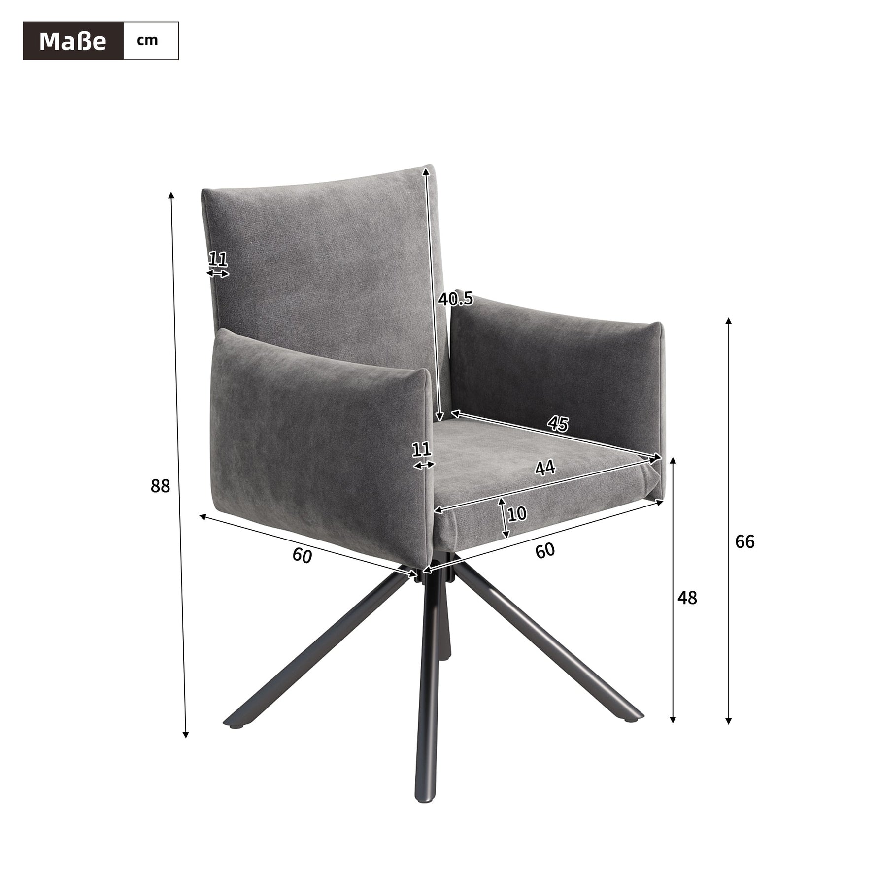 Set of 2 Swivel Chairs Upholstered Metal Legs Lumbar Support - Velvet Grey