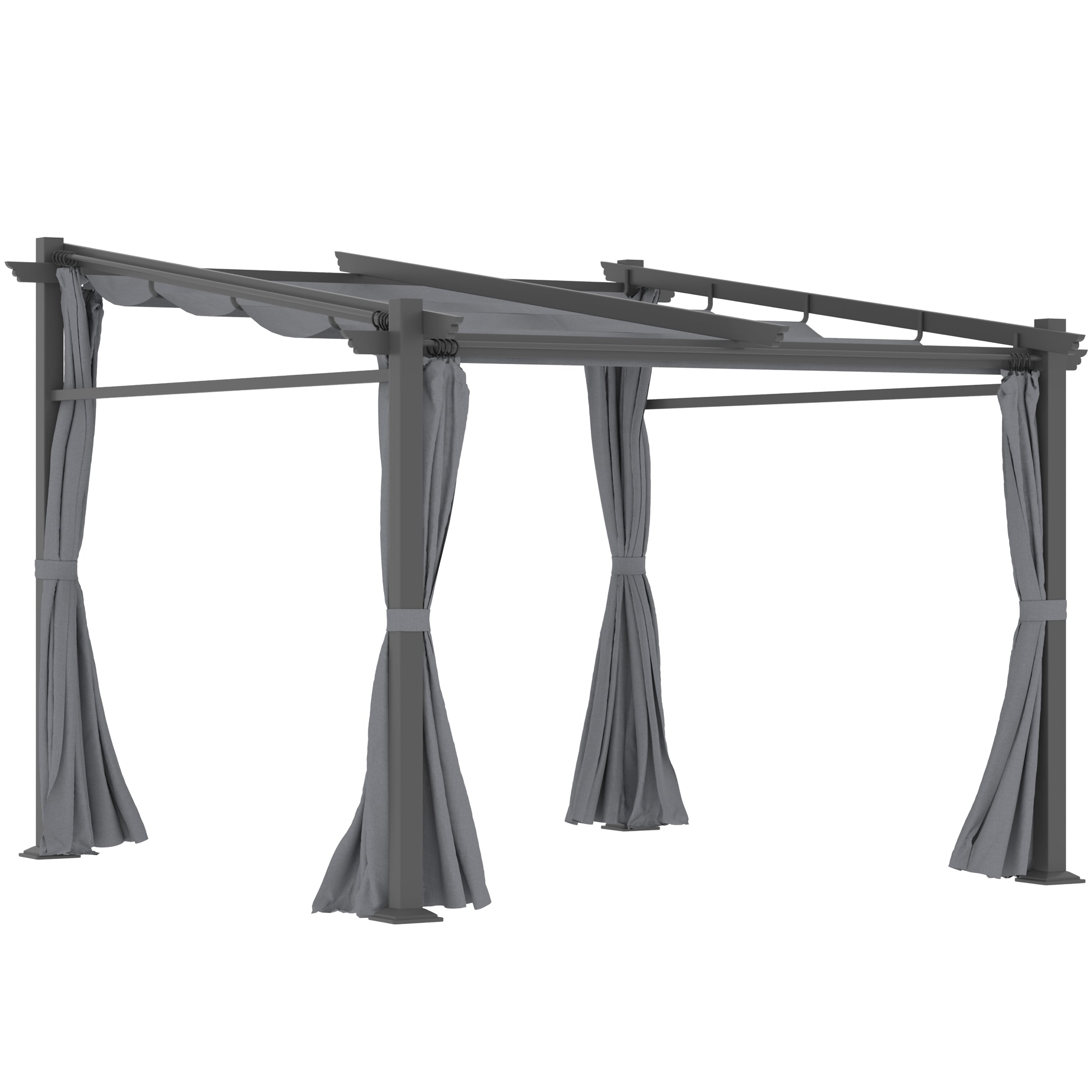 Pergola 2.97 x 2.95 m Water-Repellent Sunshade Side Panels Patio Cover, Dark Grey Polyester