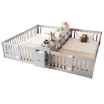 Kids Wooden Bed 90x200cm with Drawer & Safety Rail, Grey