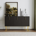 Sideboard, 3-Door with Adjustable Shelves & Metal Handles, Black