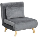 Sleeper Chair Folding Bed Adjustable Backrest - Velvet Grey